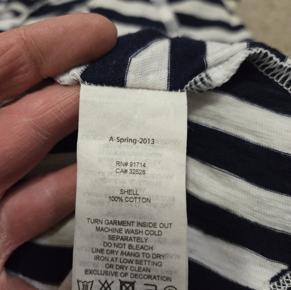 A|X ARMANI EXCHANGE Navy and White Lightweight Cotton Cardigan. Sise Small - Picture 10 of 12